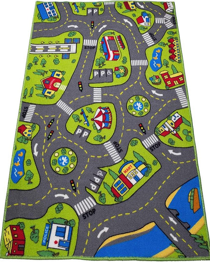 Large Kids Carpet Playmat Rug 52 x 32 with Non-Slip Backing, City Life Play Mat for Playing with Car Toy, Game Area for Baby Toddler Kid Child Educational Learn Road Traffic in Bedroom, Classroom - LeafyLoom
