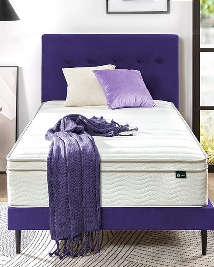 ZINUS 12 Inch Foam and Spring Mattress, Twin, CertiPUR-US Certified Foams, Mattress in A Box, White - LeafyLoom