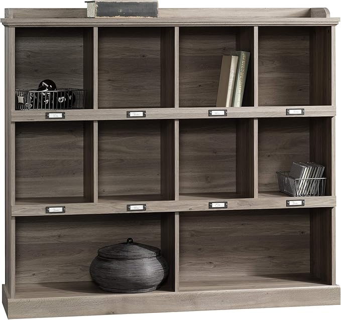 Sauder Barrister Lane Cubby Bookcase/ Book Shelf for Storage and Display, Salt Oak finish - LeafyLoom