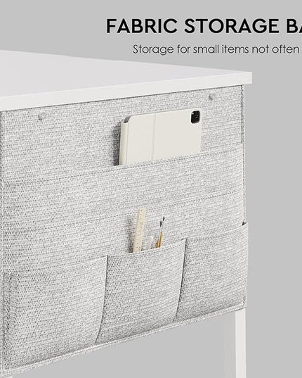 Ｍａｉｈａｉｌ Maihail Small Desk with Drawers, 40 inch Computer Desk with Shelves, Writing Desk with Storage, Small Office Desk with Metal Frame, White - LeafyLoom