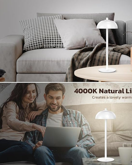 2 Pack Cordless Table Lamp, 5000mAh Portable Rechargeable Table Lamp, 3 Color Modes Stepless Dimming Table Light with Memory Function, for Dinner, Patio, Home, Restaurant.(White) - LeafyLoom