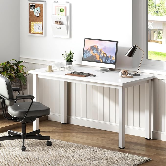 Need Computer Desk, 47 inch Home Office Desk, Modern Simple Style Home Office Gaming Desk, Basic Writing Table for Study Student, White - LeafyLoom