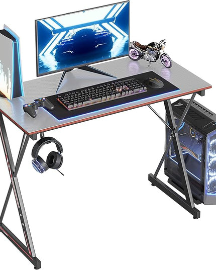 CubiCubi Gaming Desk 40 Inch PC Computer Desk, Home Office Desk Table Gamer Workstation, Simple Game Table, Gray - LeafyLoom