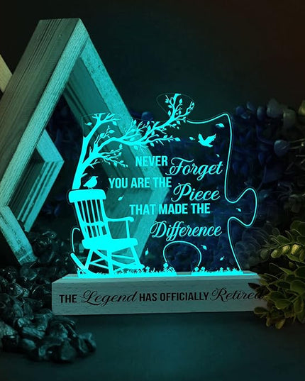 Retirement Gifts for Men Women 3D Illusion Lamp Acrylic Night Light, Happy Retirement Gifts for Boss Coworker Police, Farewell Gift for Male Friends Family, Gift for Mothers Day Fathers Day - LeafyLoom