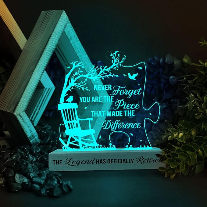 Retirement Gifts for Men Women 3D Illusion Lamp Acrylic Night Light, Happy Retirement Gifts for Boss Coworker Police, Farewell Gift for Male Friends Family, Gift for Mothers Day Fathers Day - LeafyLoom