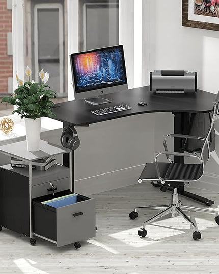 SHW Rolling File Cabinet w/ 2 Drawers & Open Shelf, Gray - LeafyLoom