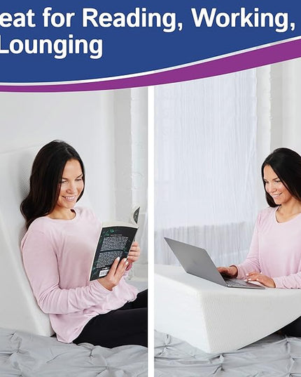 Ebung Body Positioner - Premium Memory Foam Wedge Pillow for Sleeping, Sitting, Snoring, Heartburn Relief, Pregnancy, TV, Reading, Backrest, Leg Rest - LeafyLoom