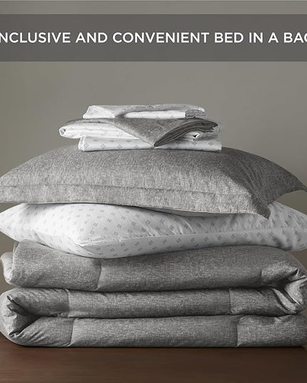 Full Size Comforter Set Grey - 7 Pieces Bed in a Bag bedding Sets & Collections, Modern Luxury Comforter Sets with Sheets, Pillowcases & Shams - LeafyLoom