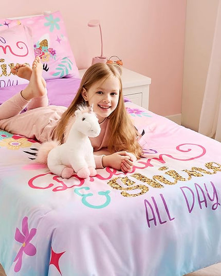 Joiedomi Kid Twin Comforter Set - 5 Piece Unicorn Bedding Set for Boys/Girls - Super Soft Microfiber Bed in a Bag with Comforter, Sheets, Pillowcase & Sham - LeafyLoom