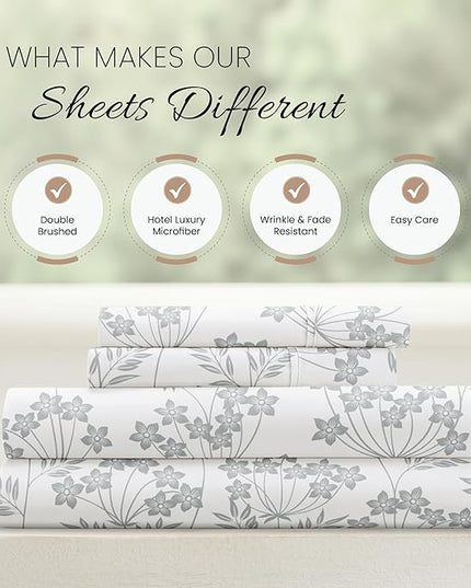 Linen Market 4 Piece Full Bedding Sheet Set (Light Blue Floral) - Sleep Better Than Ever with These Ultra-Soft & Cooling Bed Sheets for Your Full Size Bed - Deep Pocket Fits 16" Mattress - LeafyLoom