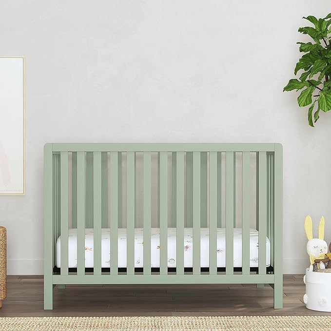 Carter's by DaVinci Colby 4-in-1 Low-Profile Convertible Crib in Light Sage, Greenguard Gold Certified - LeafyLoom