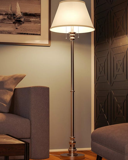 Kenroy Home 30438BS Spyglass Traditional Floor Lamp, Brushed Steel, 59.5 Inch Height, 17 Inch Width, 17 Inch Depth - LeafyLoom
