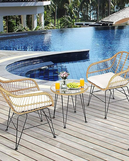 Bistro Table and Chairs Set of 2, OneSize, Pale Brown - LeafyLoom