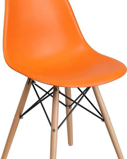 Flash Furniture Elon Series Orange Plastic Chair with Wooden Legs - LeafyLoom