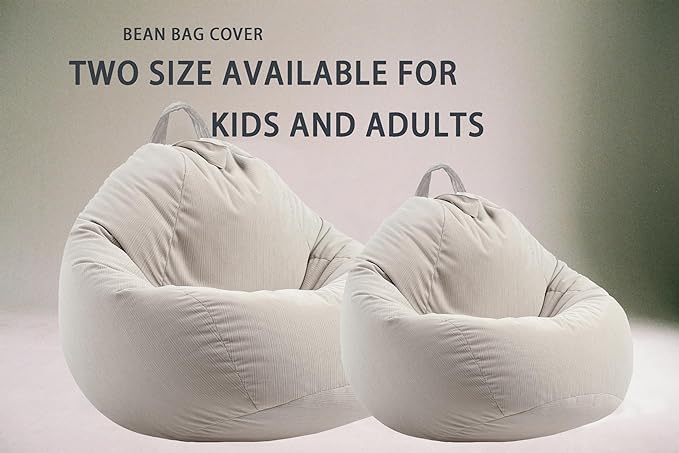 Stuffed Animal Storage Bean Bag Chair Cover (No Filler) Washable Ultra Soft Corduroy Bean Bag Cover for Organizing Plush Toys, Bean Bag for Adults - LeafyLoom