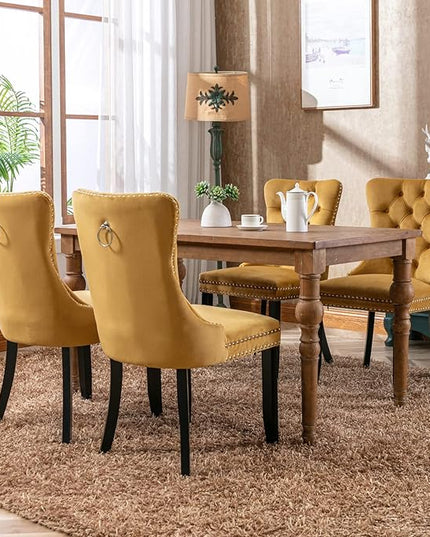 NicBex Haerin-SD-00095-LWJ Dining Chairs, 25.5"x19.7"x37.4", Gold - LeafyLoom