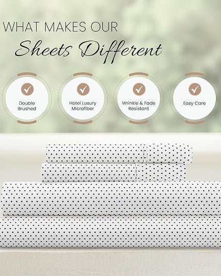 Linen Market 4 Piece Full Bedding Sheet Set (Gray Stippled) - Sleep Better Than Ever with These Ultra-Soft & Cooling Bed Sheets for Your Full Size Bed - Deep Pocket Fits 16" Mattress - LeafyLoom