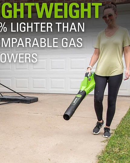 Greenworks 40V (120 MPH / 450 CFM) Axial Blower, 4.0Ah USB Battery (USB Hub) and Charger Included - LeafyLoom