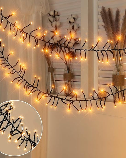 Ollny Cluster Lights Christmas 400LED 20FT, Warm White Christmas Tree Lights 8 Modes Timer Remote, Waterproof Connectable String Lights for Outdoor Indoor Outside Garland Xmas Decorations Ollny