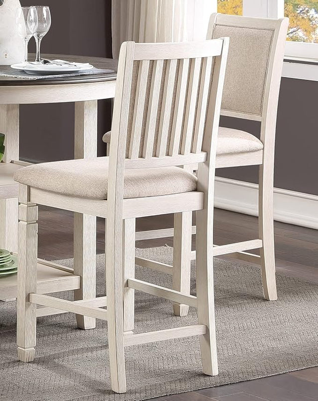 NicBex Dining Table for 4 Kitchen Table and Chairs 5Pc Counter Height Dining Set Table with Built-in Shelves and 4X Counter Height Chairs for Dining Room and Restaurant, Antique White - LeafyLoom