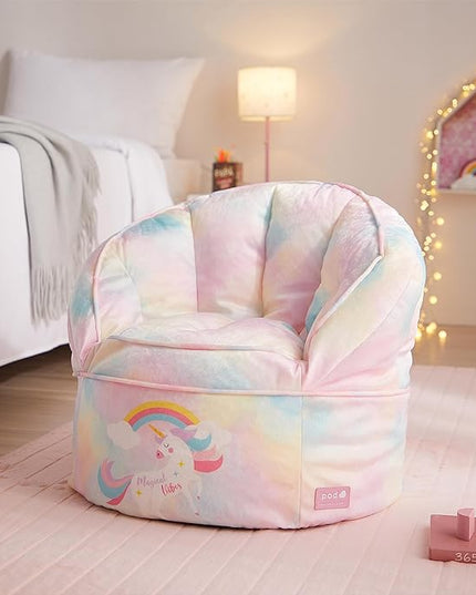 Idea Nuova Unicorn Round Bean Bag Chair for Kids, Ages 3+, Large - LeafyLoom