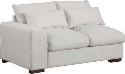 Modular Sectional Sofa with 2 Ottomans, Linen Blend Upholstery Couches Sleeper with Movable Chaise for Living Room, Apartment, 123.24inch, Beige-1 - LeafyLoom