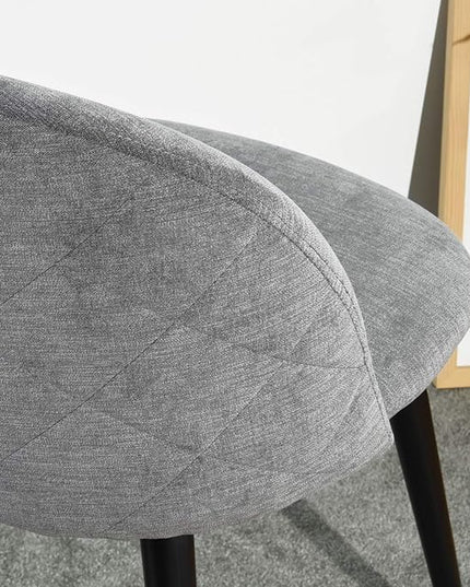 FurnitureR Upholstered Fabric Dining Chair Mid Back Armless with Wood Legs for Home Kitchen Bedroom Living Room, Set of 2, Grey - LeafyLoom