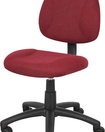 Boss Office Products Perfect Posture Delux Fabric Task Chair without Arms in Burgundy - LeafyLoom