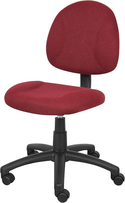 Boss Office Products Perfect Posture Delux Fabric Task Chair without Arms in Burgundy - LeafyLoom