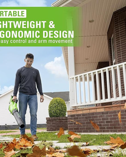 Greenworks 40V (160 MPH / 700 CFM) Cordless Brushless Axial Leaf Blower, 8.0Ah Battery and Charger Included - LeafyLoom