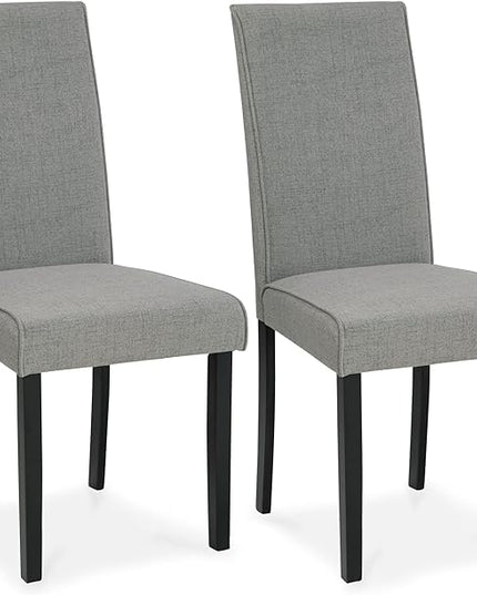 Signature Design by Ashley Kimonte Upholstered 19" Parsons Dining Chair, 2 Count, Dark Gray - LeafyLoom