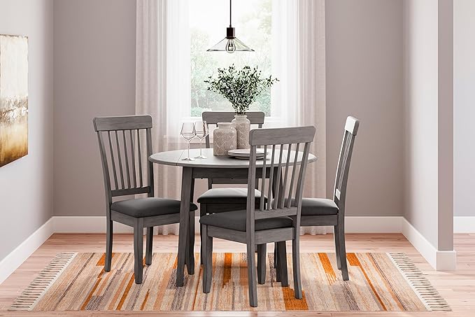 Signature Design by Ashley Shullden Casual Round Dining Small Drop Leaf Table, Seats up to 4, Gray - LeafyLoom