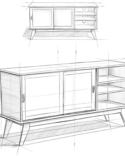 SIMPLIHOME Draper SOLID HARDWOOD 60 Inch Wide Mid Century Modern TV Media Stand in Teak Brown For TVs up to 65 Inches, For the Living Room and Entertainment Center - LeafyLoom
