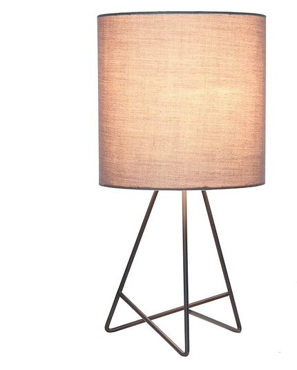 Simple Designs LT2066-GOG 14" Down to the Wire Metal Table Lamp with Fabric Shade, Gray with Gray Shade - LeafyLoom