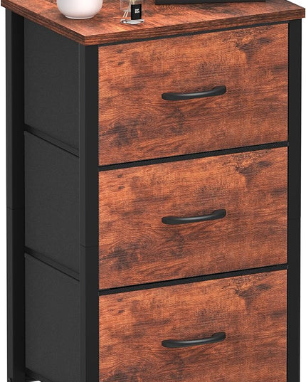 Yoobure Nightstand with 3 Fabric Drawers, Storage Drawers Small Dresser for Bedroom, Night Stands Bedside Tables Closet Drawers Dressers & Chests Organizer Unit Fabric Dresser for Hallway College Dorm - LeafyLoom