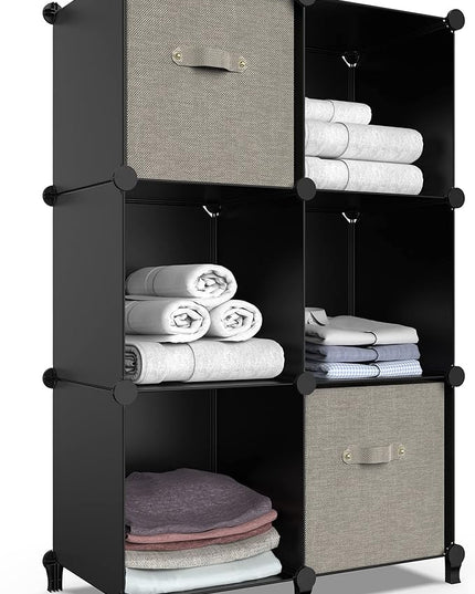 HOMIDEC 6-Cube Storage Organizer, Closet Organizer Storage Cabinet Shelf Bookcase Bookshelf,Storage Cubes Organizer Cabinet for Kids,Closet, Bedroom,Bathroom - LeafyLoom