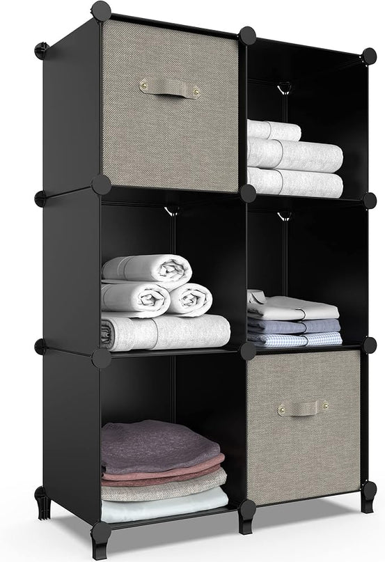 HOMIDEC 6-Cube Storage Organizer, Closet Organizer Storage Cabinet Shelf Bookcase Bookshelf,Storage Cubes Organizer Cabinet for Kids,Closet, Bedroom,Bathroom - LeafyLoom