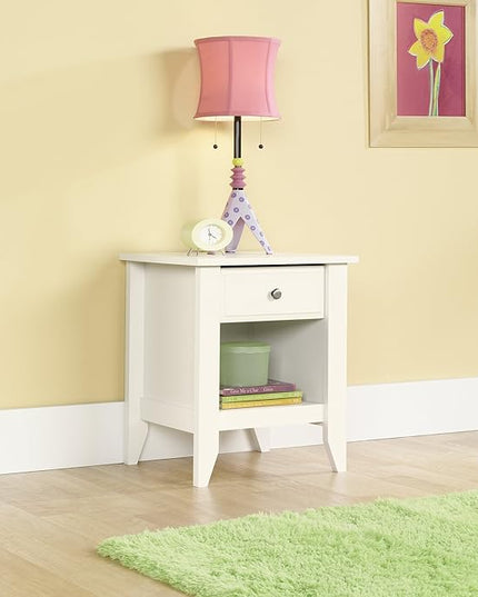 Sauder Shoal Creek Night Stand, Soft White finish - LeafyLoom