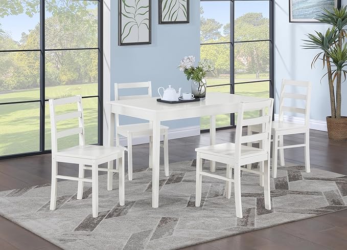 NicBex Small Kitchen Table Set for 4 Modern Dining Table Counter Height Dining Table Set 45" 5-Piece White Dining Set for Small Space, Apartment, Dinette, White - LeafyLoom