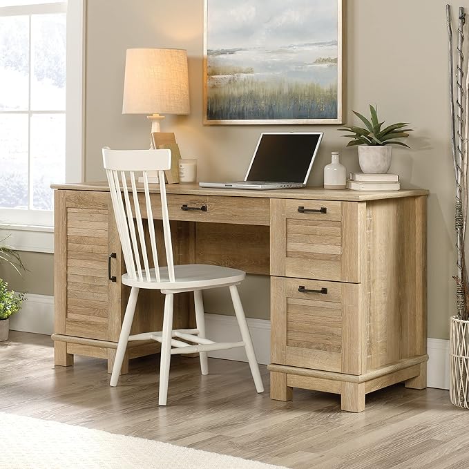 Sauder Garden Villa Desk, L: 59.06" x W: 20.71" x H: 29.80", Orchard Oak Finish - LeafyLoom