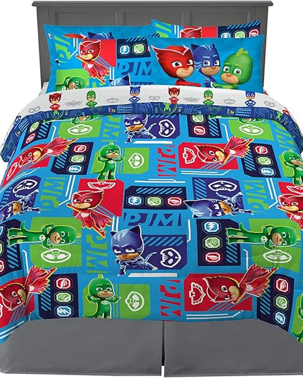 Franco Kids Bedding Super Soft Comforter and Sheet Set with Sham, 7 Piece Full Size, PJ Masks - LeafyLoom