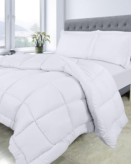 Utopia Bedding King Size Comforter Set with 2 Pillow Shams, Bedding Comforter Sets, Down Alternative White Comforter, Soft and Comfortable, Machine Washable - LeafyLoom