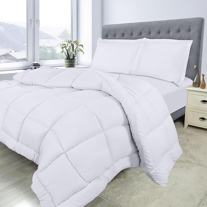 Utopia Bedding King Size Comforter Set with 2 Pillow Shams, Bedding Comforter Sets, Down Alternative White Comforter, Soft and Comfortable, Machine Washable - LeafyLoom