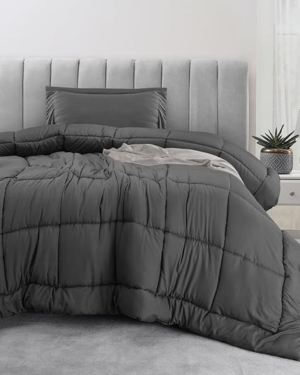 Utopia Bedding Twin Comforter Set Kids with 1 Pillow Sham, Bedding Comforter Sets, Down Alternative Grey Comforter, Soft and Comfortable, Machine Washable (Pack of 6) - LeafyLoom