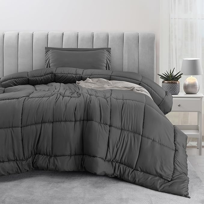 Utopia Bedding Twin Comforter Set Kids with 1 Pillow Sham, Bedding Comforter Sets, Down Alternative Grey Comforter, Soft and Comfortable, Machine Washable (Pack of 6) - LeafyLoom