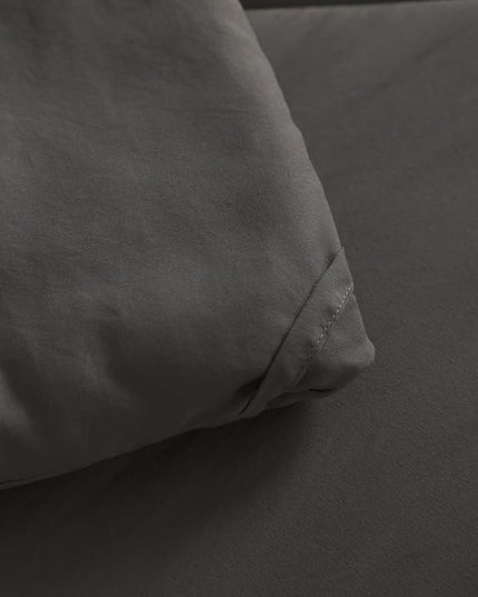 NTBAY Twin Comforter Set with Sheets, 5 Pieces Soft and Breathable Twin Bedding Set, Twin Bed in a Bag, Down Alternative Comforter Set Solid Color All Season, Kids Bedding Set, Dark Grey - LeafyLoom