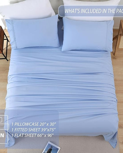 Twin Sheet Set - 3 Piece Soft Breathable Bed Sheets for Twin Size Bed, Extra Deep Pocket Lxuury Brushed Sheets, Cooling Hotel Bedding Sheets and Pillowcases, Wrinkle Free Oeko-Tex Sheets - LeafyLoom