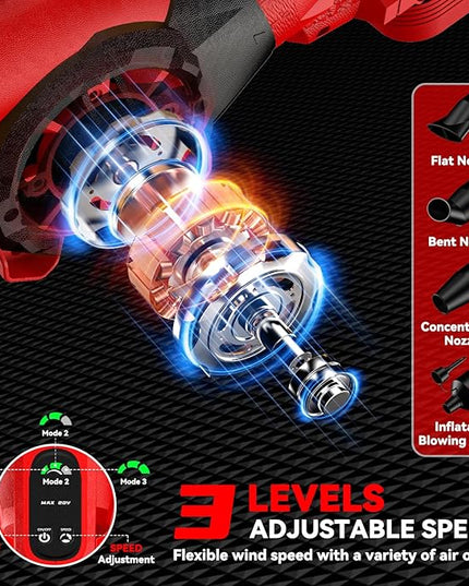 Leaf Blower, Cordless Leaf Blower for Milwaukee M18 Battery, 3 Speed Modes Up to 200MPH, 270° Rotatable Electric Leaf Blower with 4 Blowing Nozzles for Lawn Care and Yard(Battery Not Included) - LeafyLoom