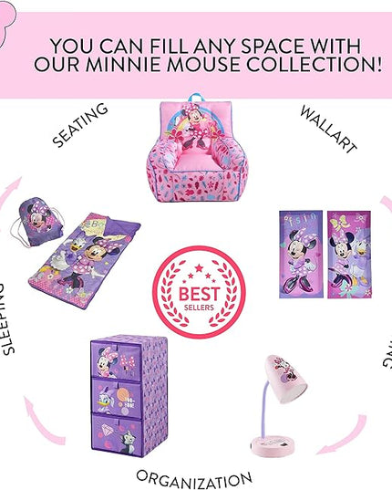 Idea Nuova Disney Minnie Mouse Smile Toddler Bean Bag Decorative Chair with Carry Handle, Large - LeafyLoom