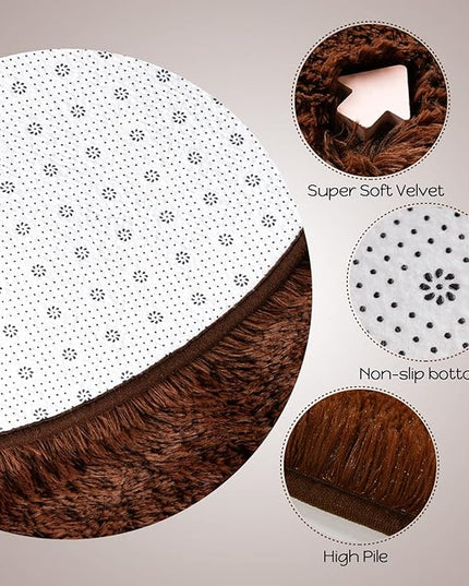 Merelax Soft Shaggy Rug for Kids Bedroom Oval 2.6'x5.3' Brown Plush Fluffy Carpet for Living Room, Furry Carpet for Teen Girls Room, Anti-skid Fuzzy Comfy Rug for Nursery Decor Cute Baby Play Mat - LeafyLoom